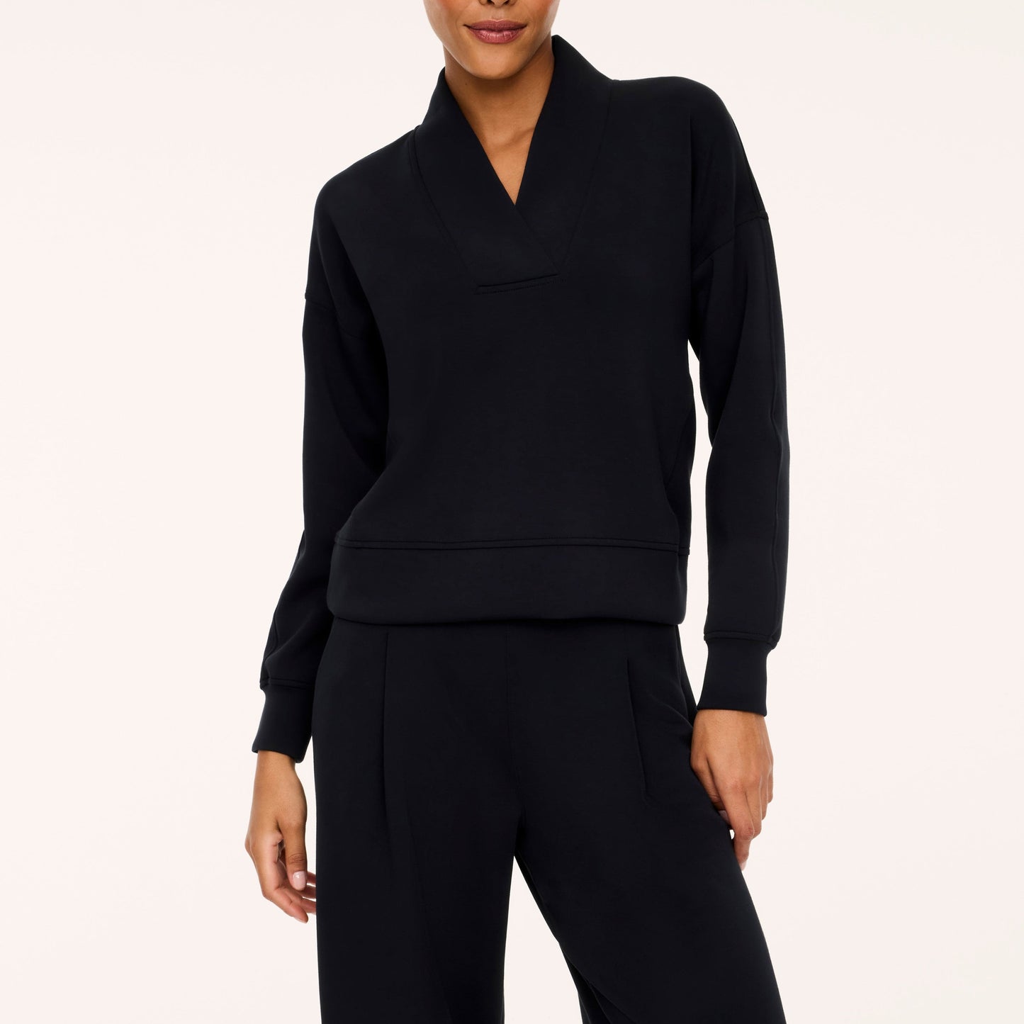 Spanx Air Essentials V-Neck Long Sleeve in Black