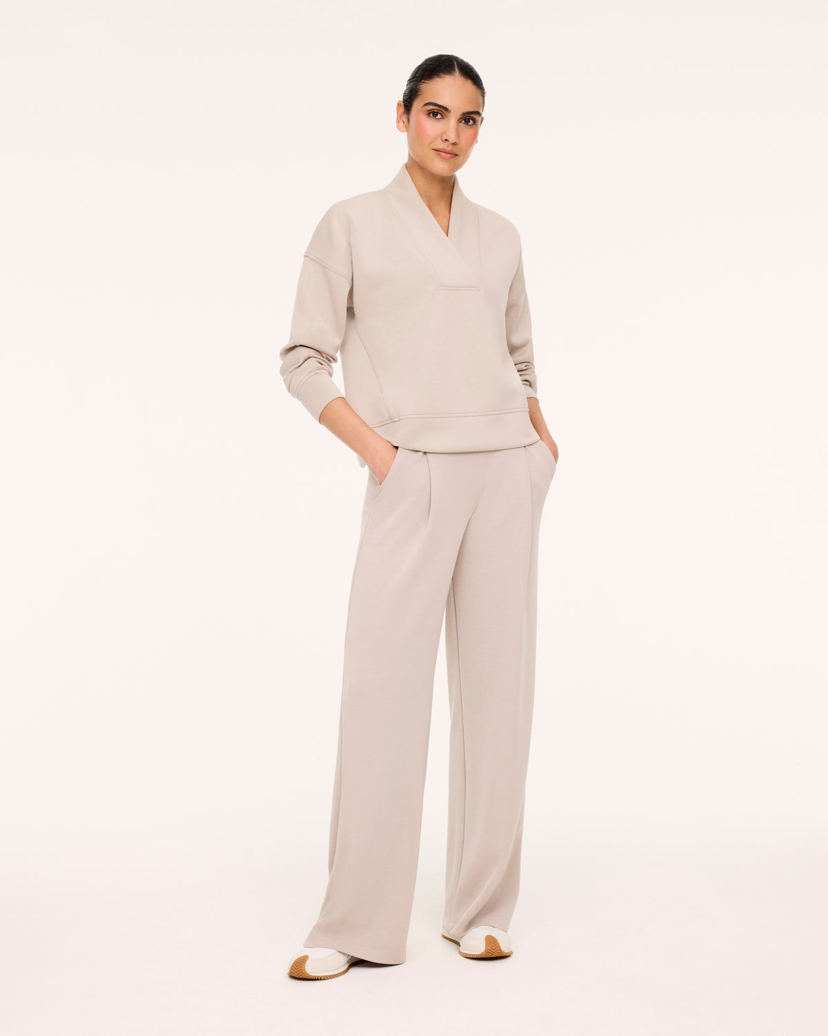 Spanx Air Essentials Pleated Wide Leg in Mushroom