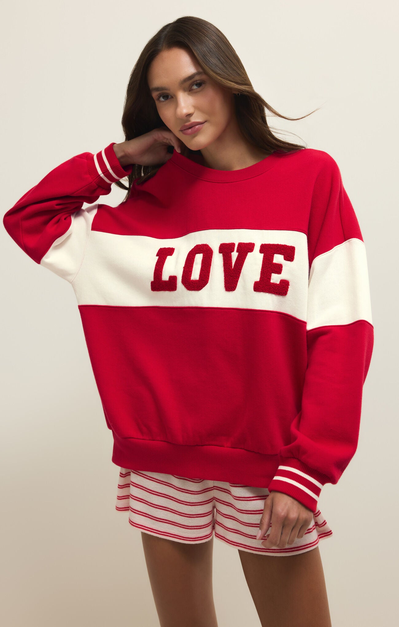 Z Supply Oversized Love Sweatshirt in Red