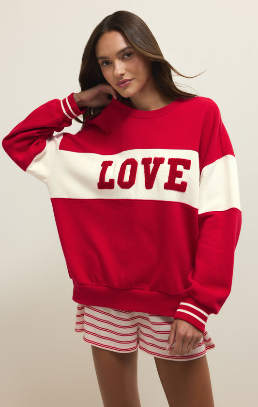Z Supply Oversized Love Sweatshirt in Red