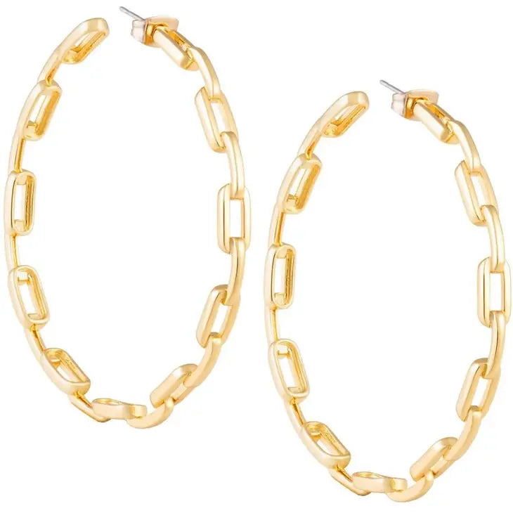 Sahira Jewelry Kaye Link Hoops in Gold