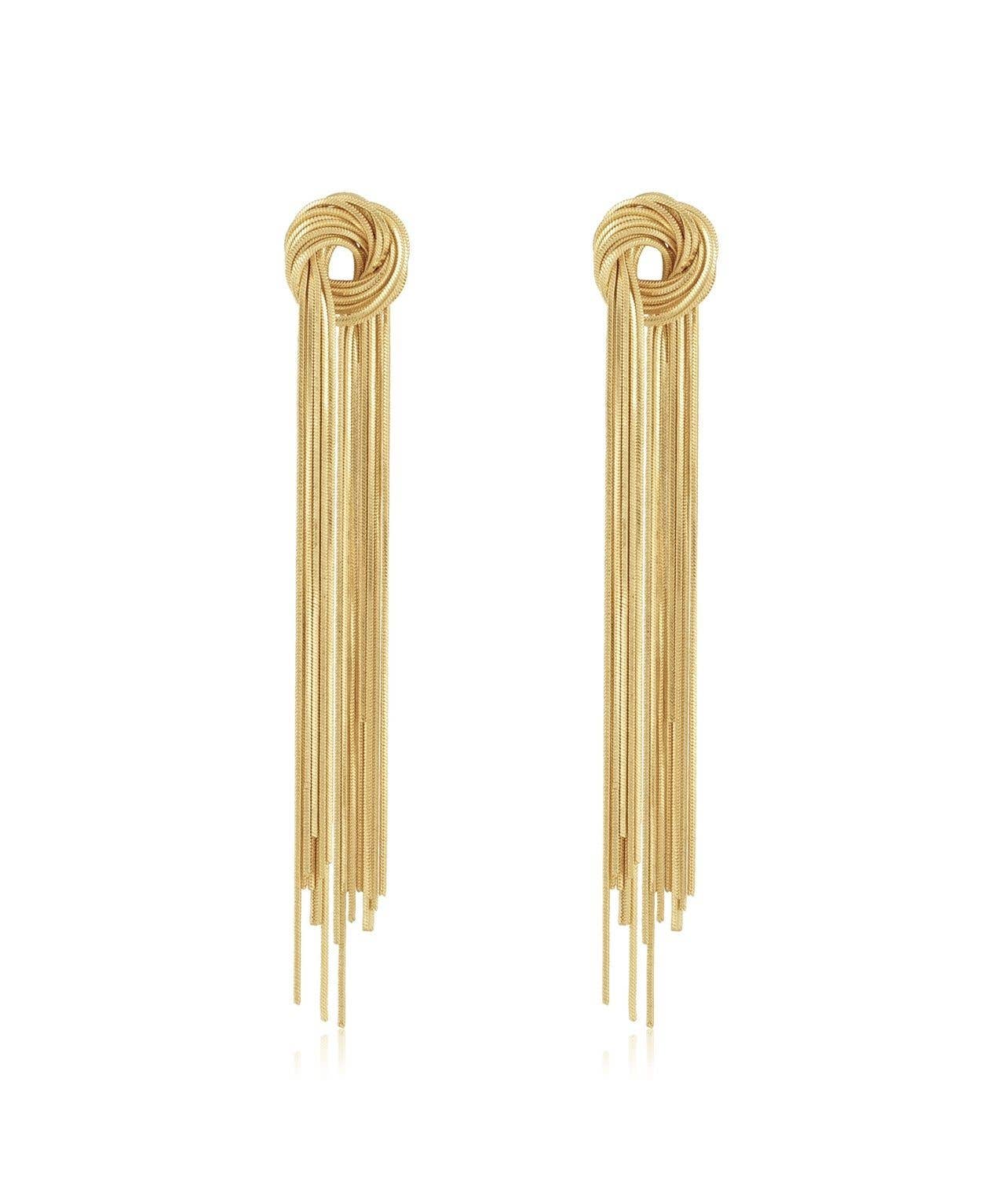 Sahira Jewelry Dominique Fringe Statement Earrings in Gold